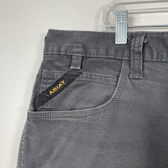 Ariat Rebar M4 Pants Mens 44x30 Gray Canvas Relaxed Straight Utility Workwear - Picture 5 of 14